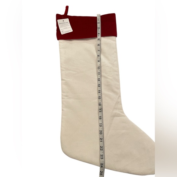 Pottery Barn Velvet Christmas Stocking Ivory with Red Cuff - Picture 6 of 7
